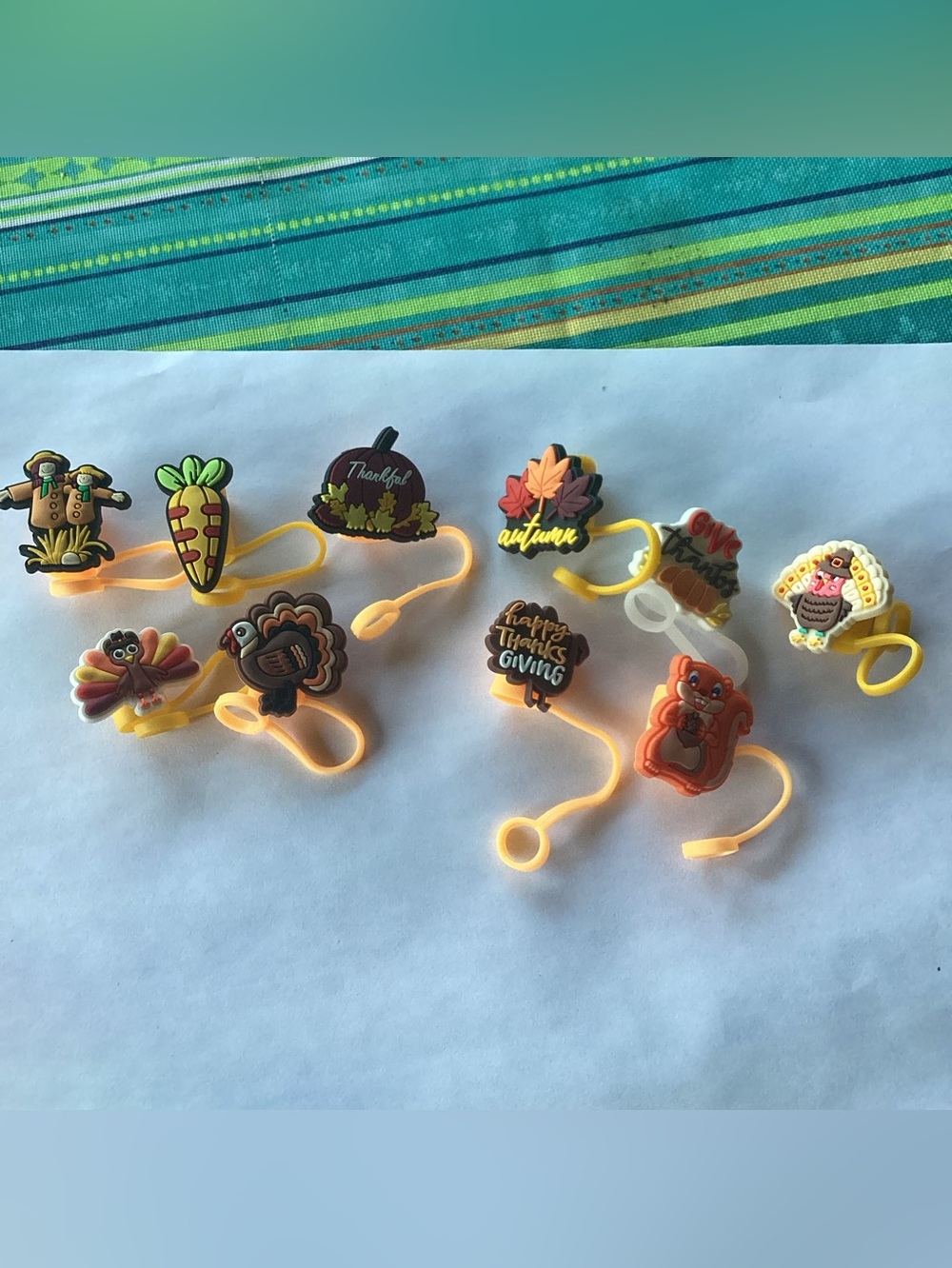 Thanksgiving Straw Toppers - set of 10
